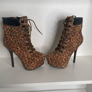 Leopard heels platform spikes